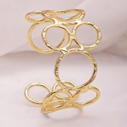 Rubans 18K Gold Plated Stylish and Trendy Circle Floral Design Cuff Bracelet for Women and Girls, Perfect for any Parties and Special Occasions